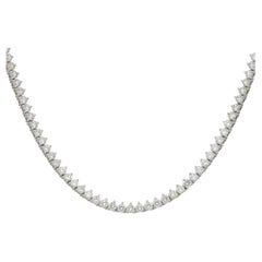 8.21 Carat Round Cut Diamond 17" Tennis Necklace 14 Karat In Stock