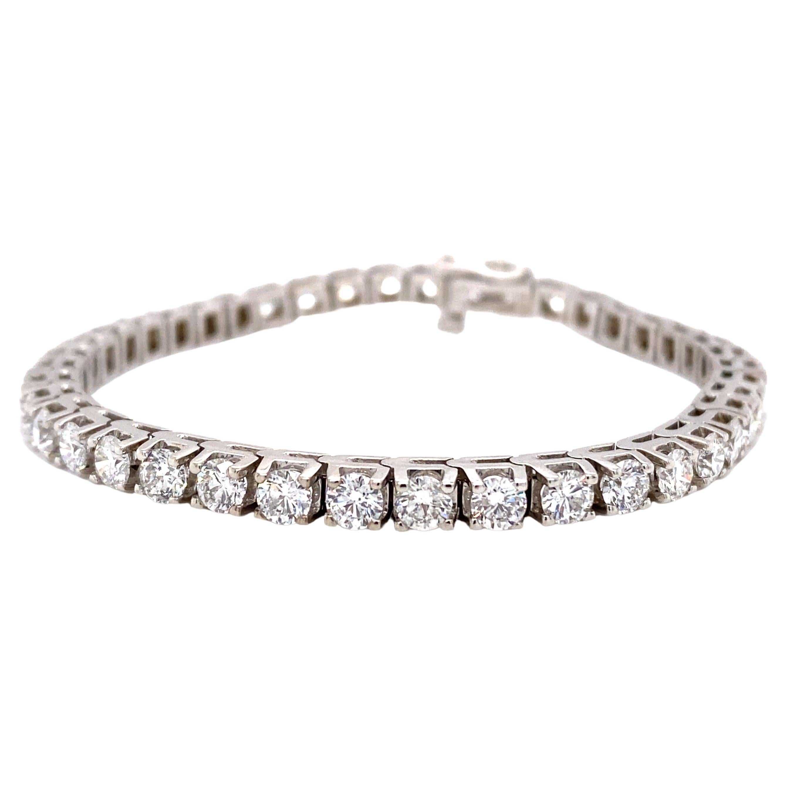 8,21 Karat rundes Diamant-Tennisarmband aus 14 Karat Weißgold