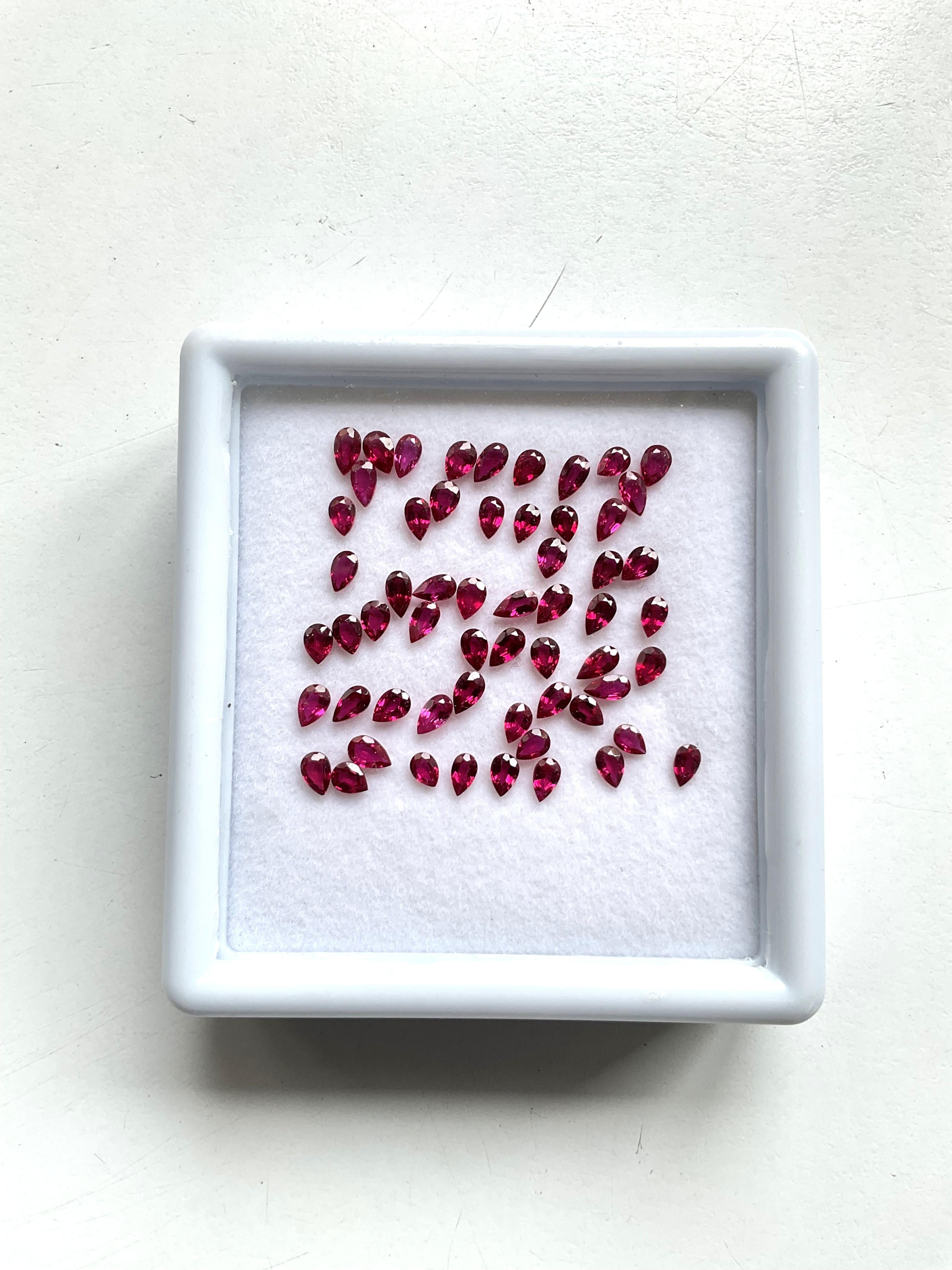 8.21 Carats Mozambique Ruby Top Quality Pear Cut stone No Heat Natural Gemstone

Weight: 8.21 Carats
Size: 3.50x2.50 to 4.5x2.50 MM
Pieces: 58
Shape: Faceted pear cut stone