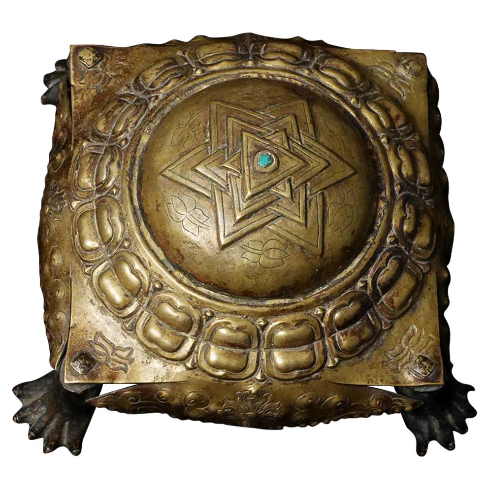 16thC Nepalese Copper Yantra with Solid-Cast Turtle Feet - 8213
