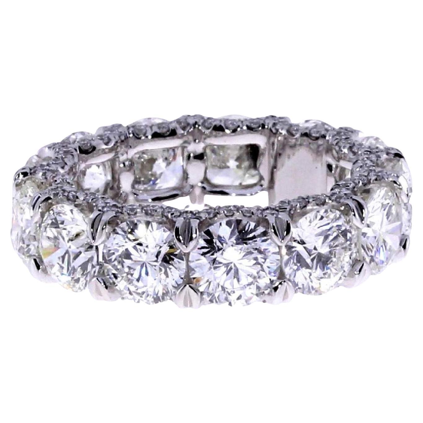 8.21ct Round Diamond Eternity Band With Hidden Halo For Sale