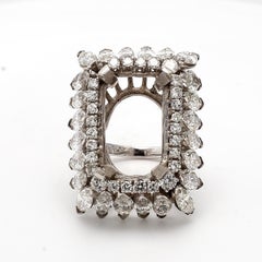 8.22 Carat Marquise & Round Diamond Platinum Semi-Mount Ring Vintage Estate