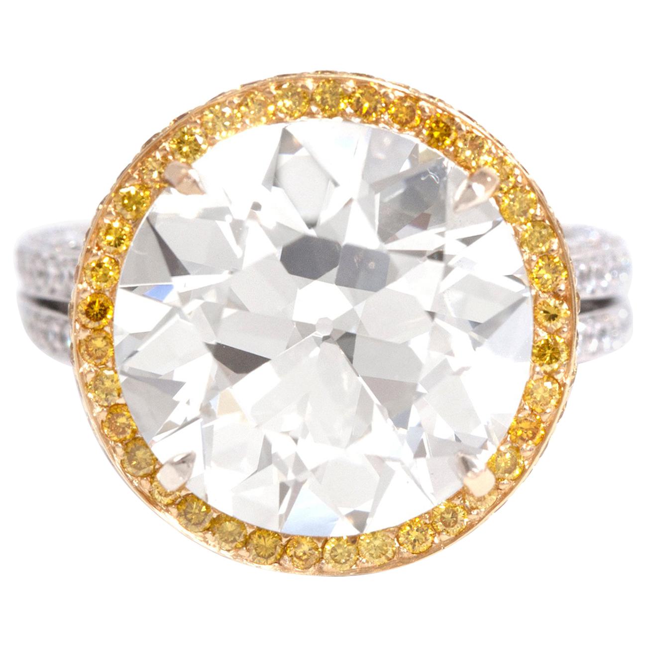 8.22 Carat Old European Cut Diamond Engagement Ring im Angebot