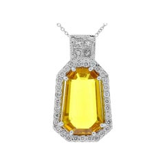 8.23 Carat Fantasy Cut Yellow Sapphire and Diamond Pendant in 18 Karat Gold