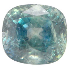 8.23 Carat GRS Certified Burma No Heat Cushion Cut Greenish Blue Sapphire