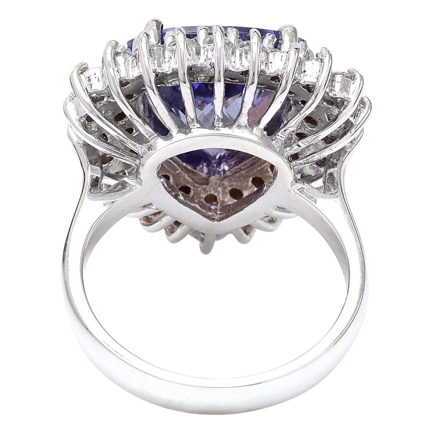 8.23 Carat Tanzanite 18 Karat Solid White Gold Diamond Ring In New Condition For Sale In Los Angeles, CA