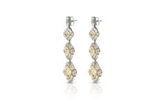8.23 Carat Yellow Diamond and 3.20 Carat White Diamond Dangle Earrings