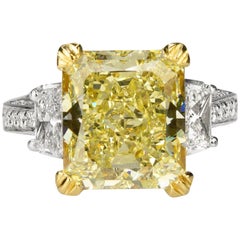 8.24 Carat Fancy Yellow Diamond in Platinum Ring