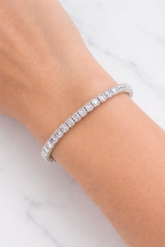 Brazalete flexible de oro blanco de 14 quilates con diamantes naturales de 8,24 quilates