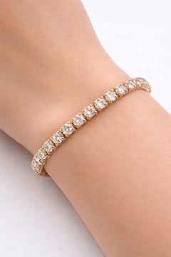 Pulsera de tenis con diamantes naturales de 8,24 quilates y oro amarillo de 14 quilates