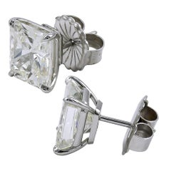 8.24 Carat Rectangular Radiant Cut Diamond Stud Earrings
