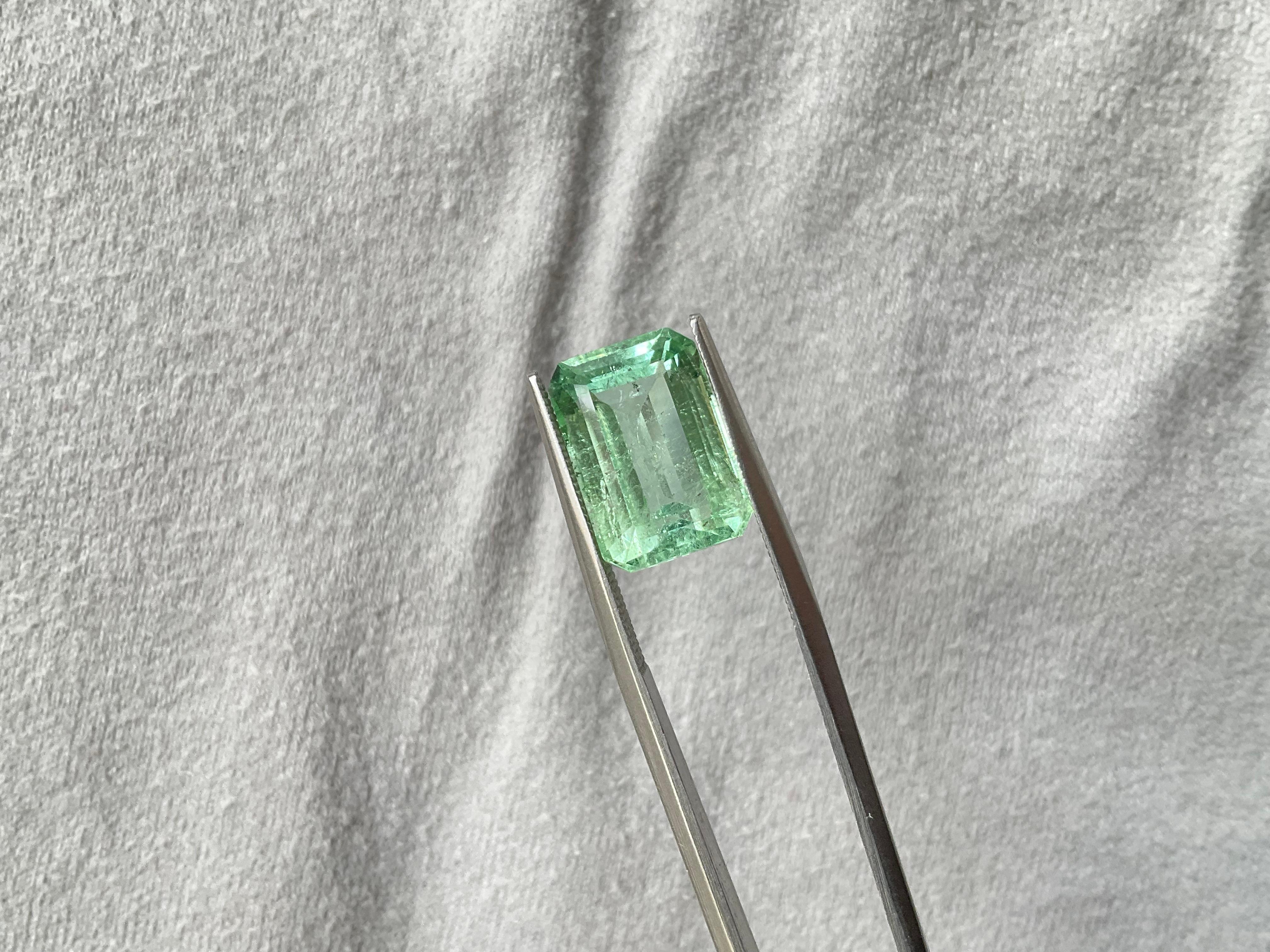 Taille octogone Pierre naturelle de 8.24 carats, tourmaline verte octogonale taillée à facettes de qualité supérieure en vente