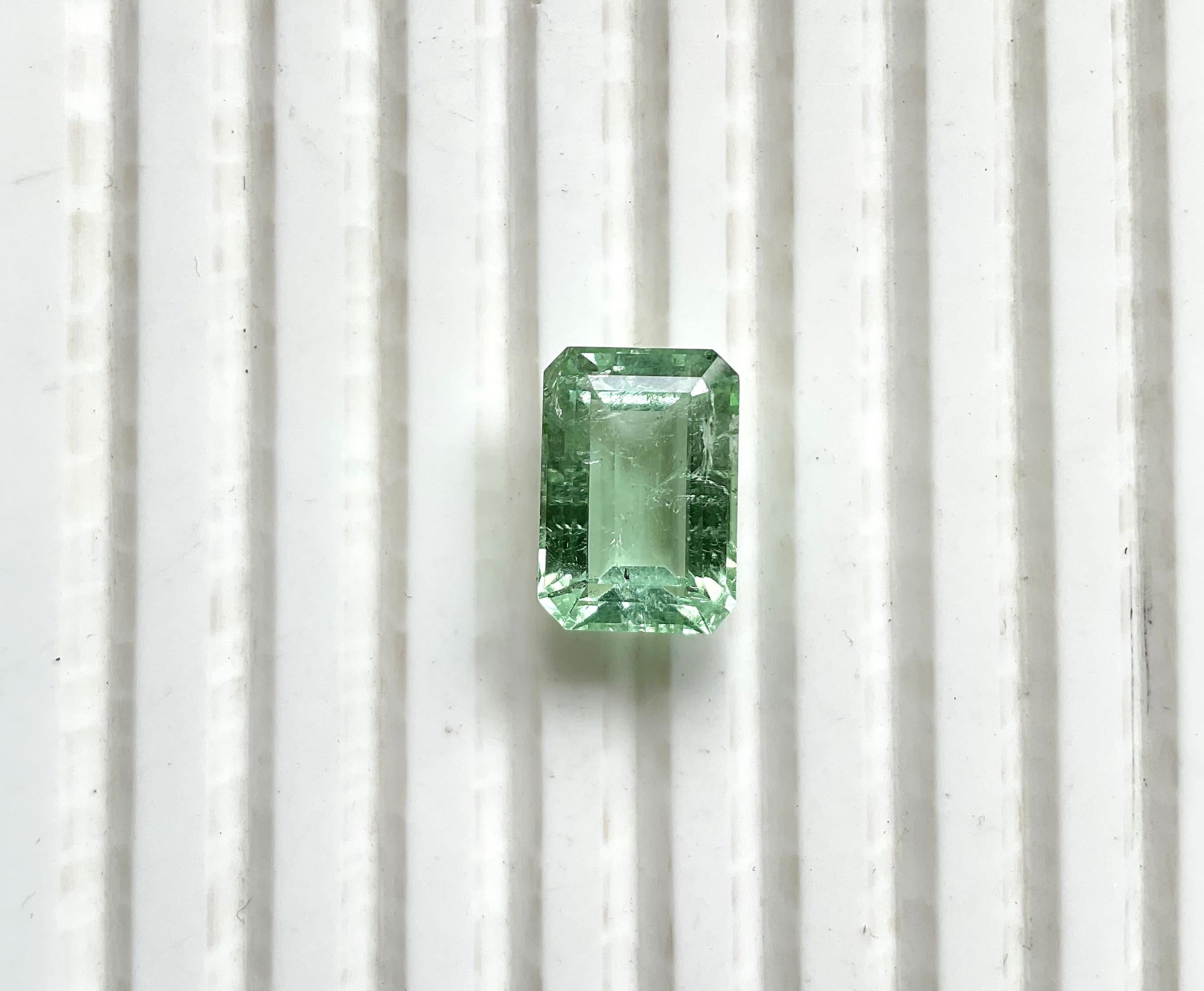Pierre naturelle de 8.24 carats, tourmaline verte octogonale taillée à facettes de qualité supérieure Unisexe en vente
