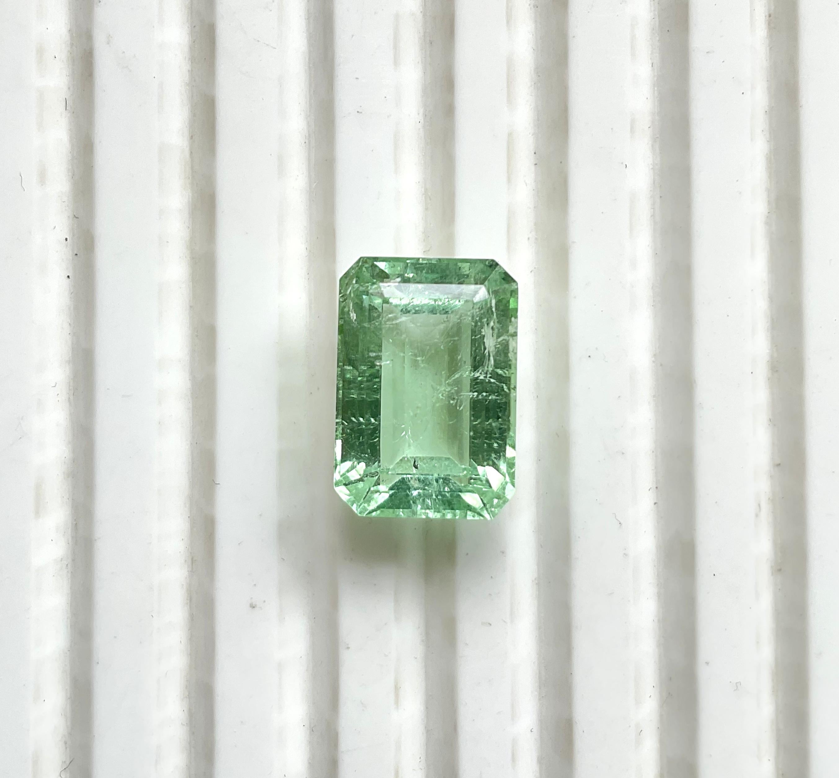 Pierre naturelle de 8.24 carats, tourmaline verte octogonale taillée à facettes de qualité supérieure en vente 1