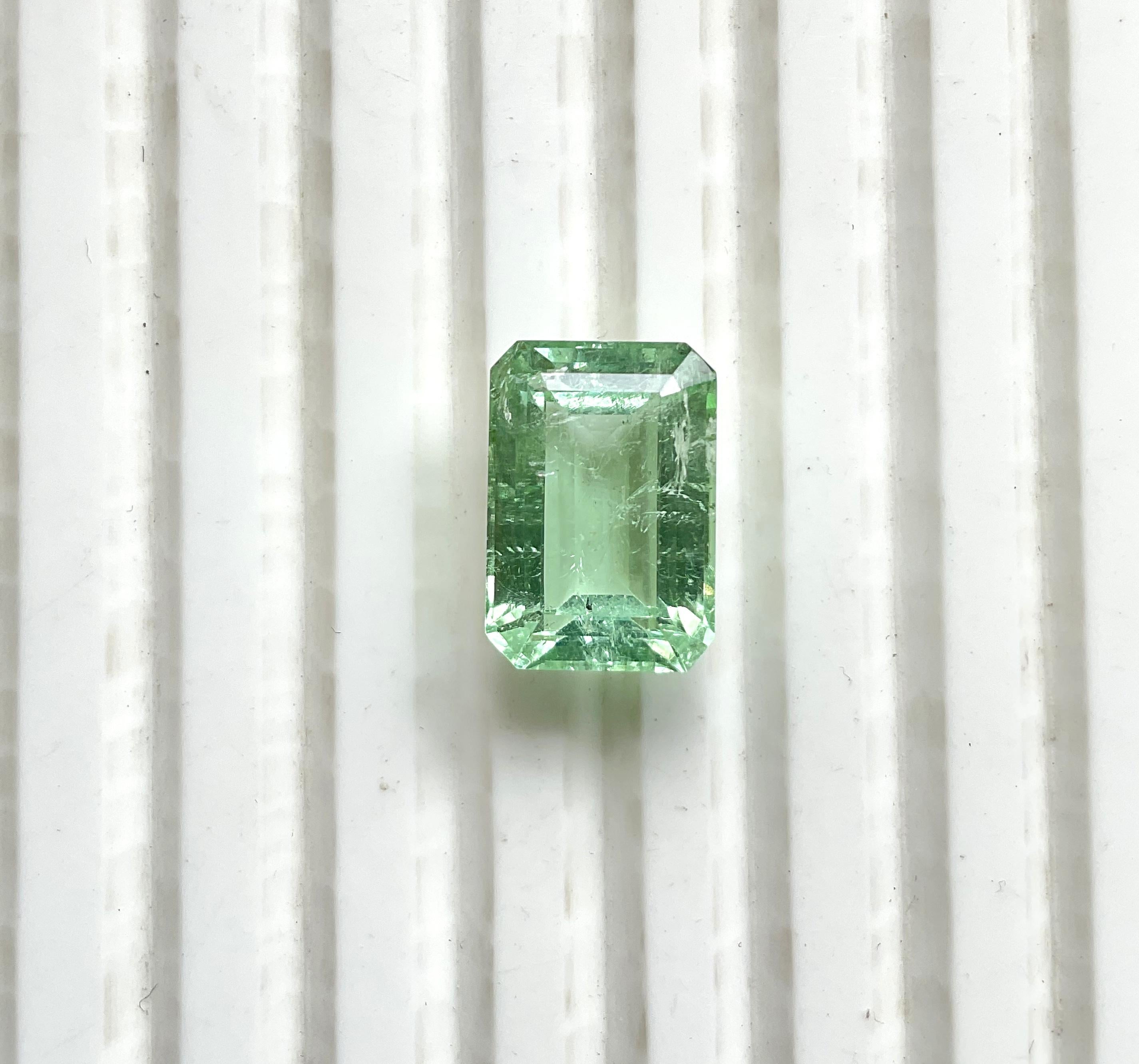 Pierre naturelle de 8.24 carats, tourmaline verte octogonale taillée à facettes de qualité supérieure en vente 2