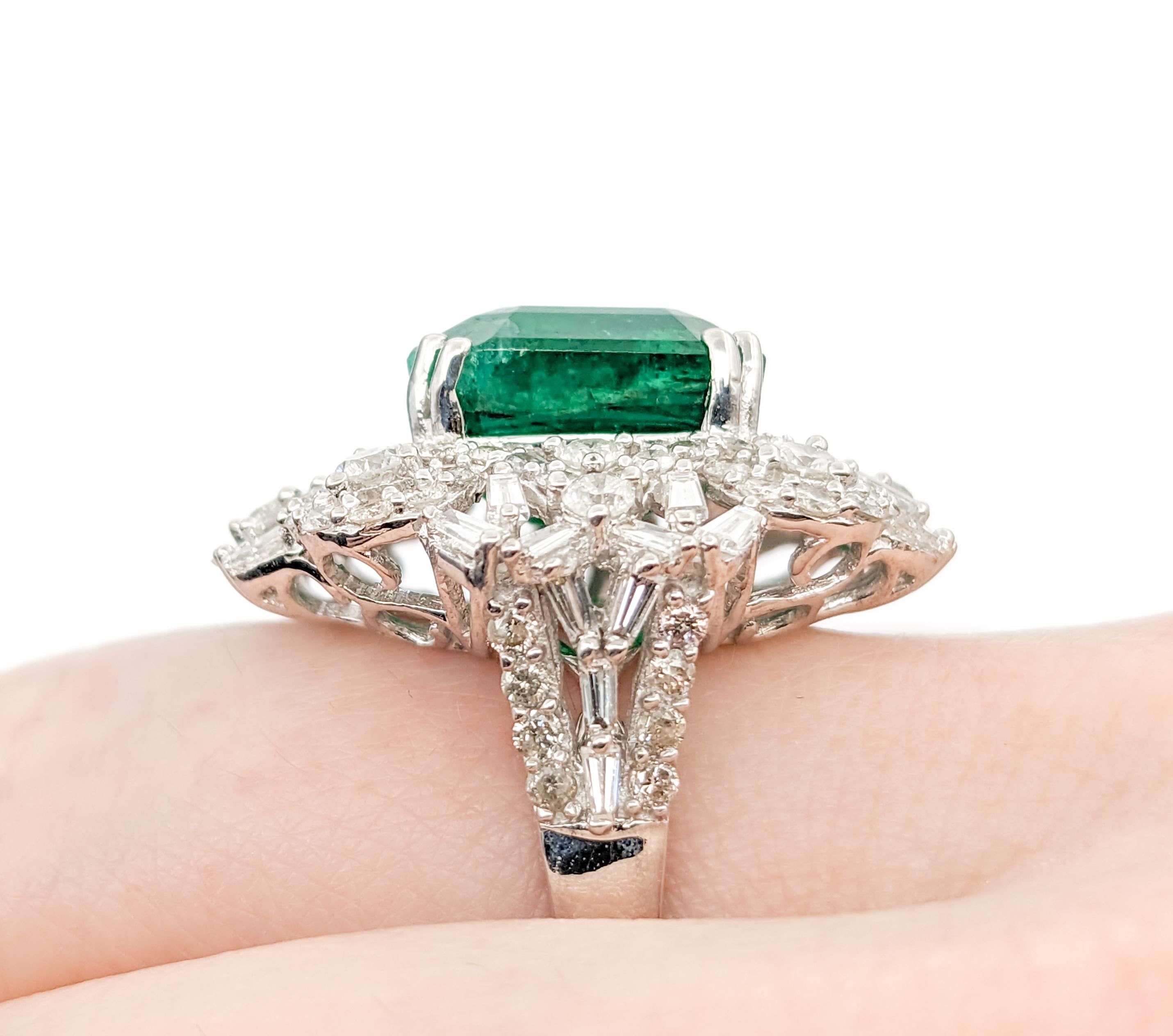 8.24ct Emerald & Diamond Cocktail Ring In White Gold For Sale 4