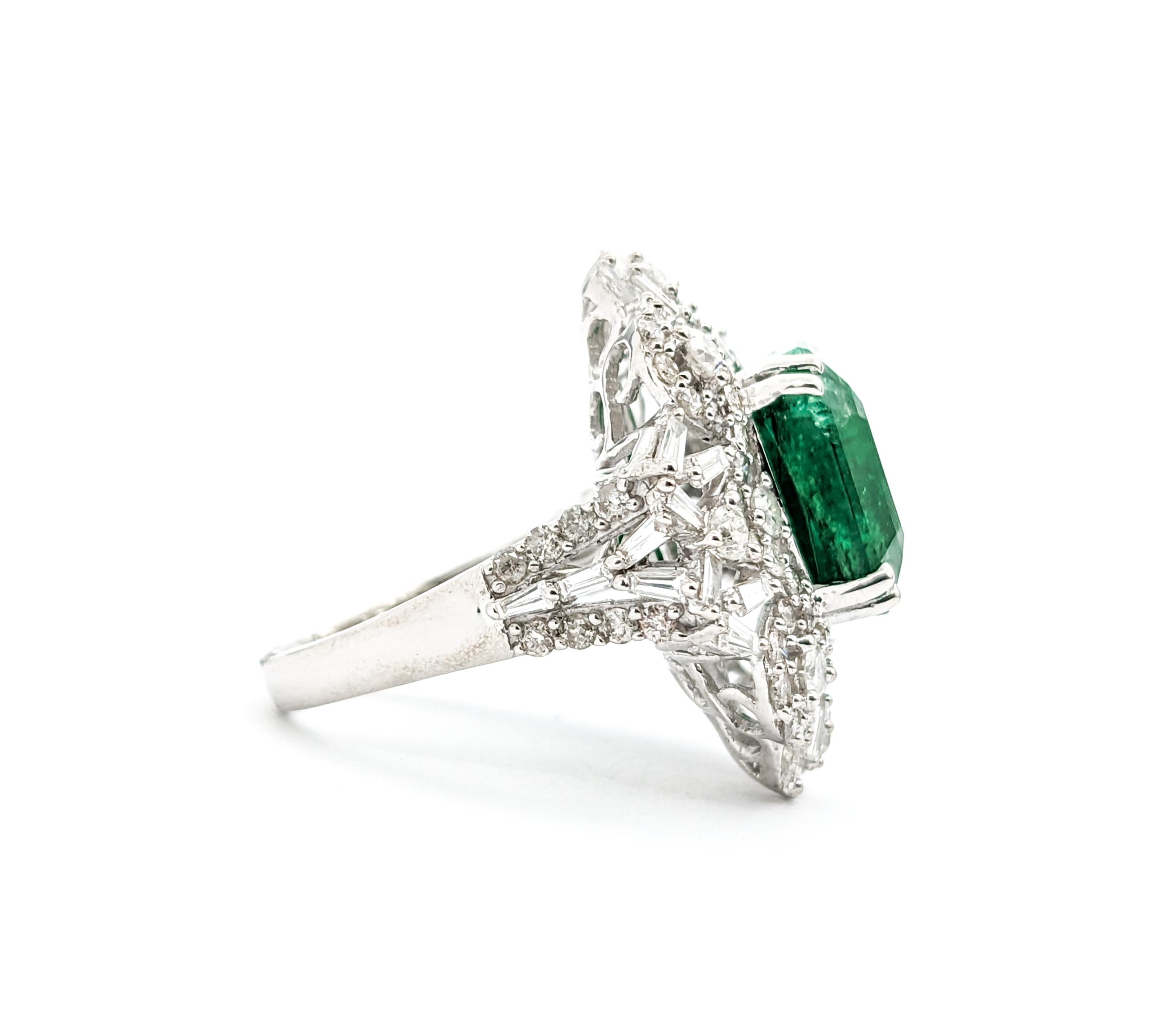 8.24ct Emerald & Diamond Cocktail Ring In White Gold For Sale 1