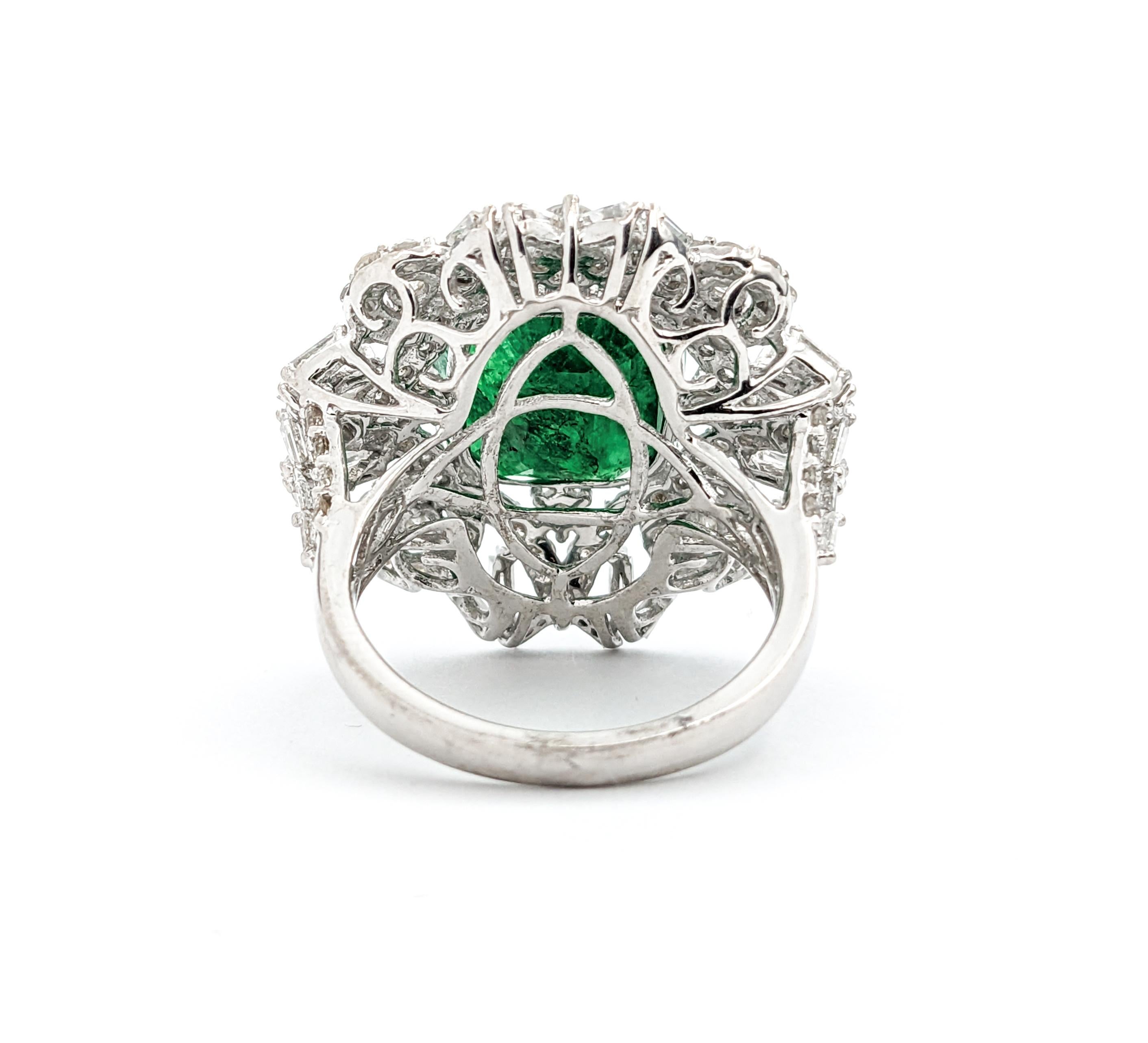 8.24ct Emerald & Diamond Cocktail Ring In White Gold For Sale 2