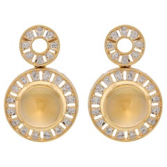8.25 Carat Citrine and Diamond 18kt Yellow Gold Earrings