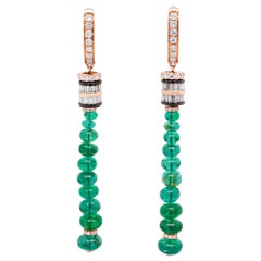 Orecchino elegante con smeraldo e diamante bianco da 8,25 carati in 18 carati