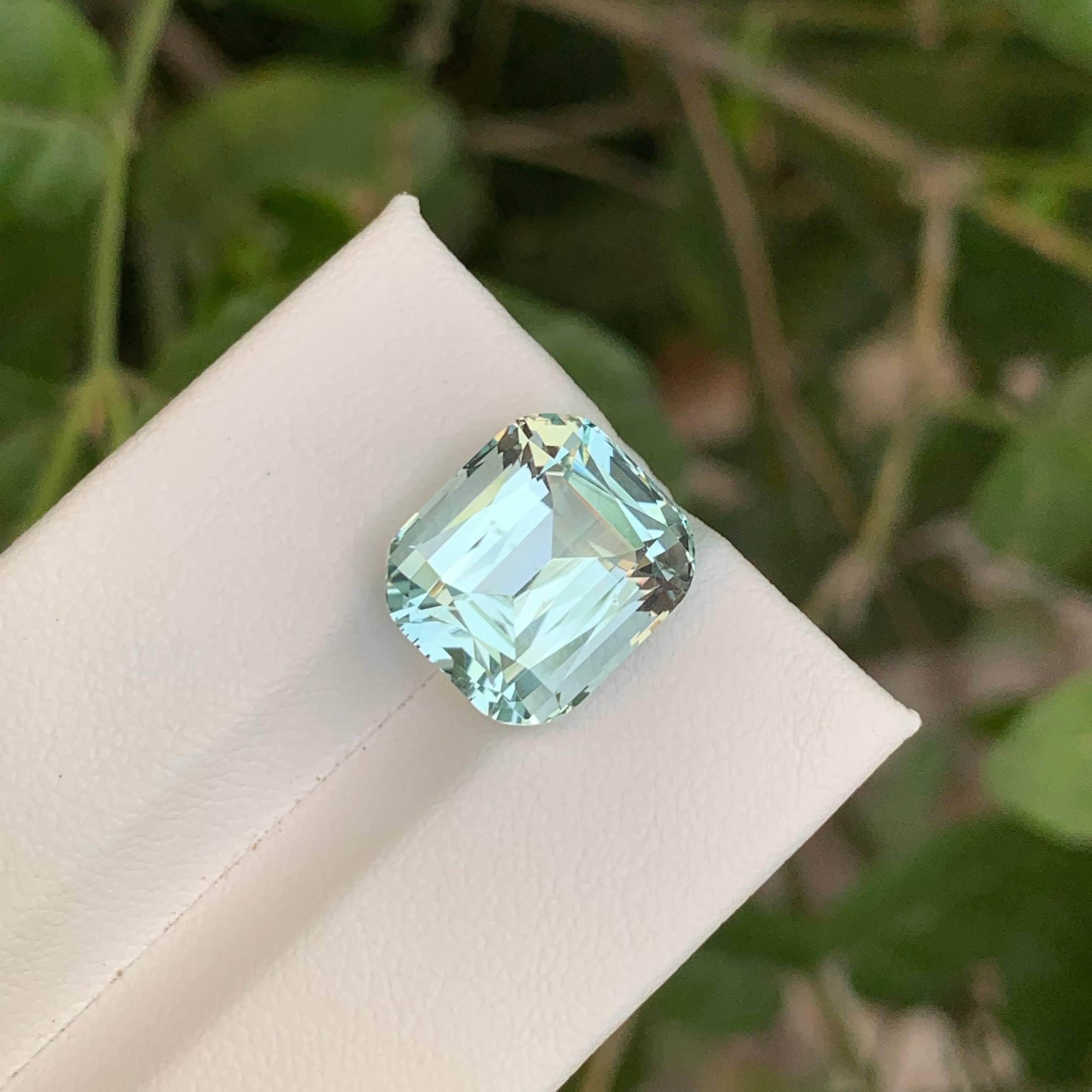 8,25 Karat Lose Blauer Aquamarin Stein Cushion Cut Natürlicher Pakistanischer Edelstein im Angebot 2