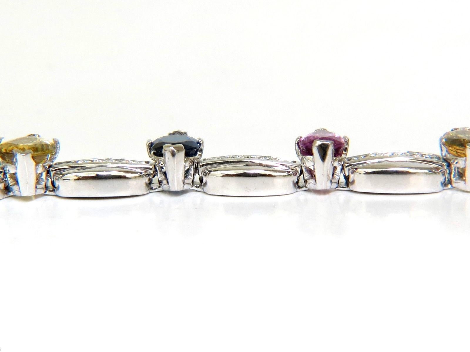 8.25 Carat Natural Fine Gem Vivid Colors Sapphire Diamond Bracelet 14 Karat For Sale 5
