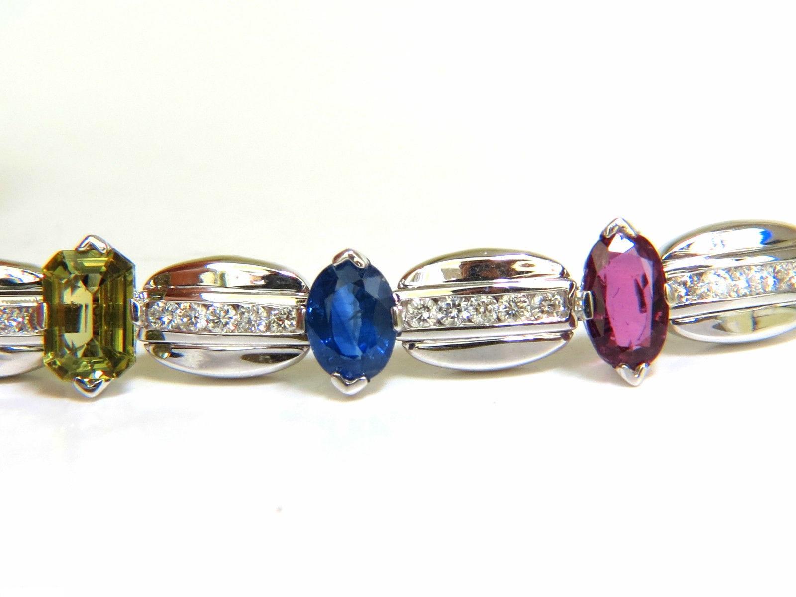 8.25 Carat Natural Fine Gem Vivid Colors Sapphire Diamond Bracelet 14 Karat For Sale 1