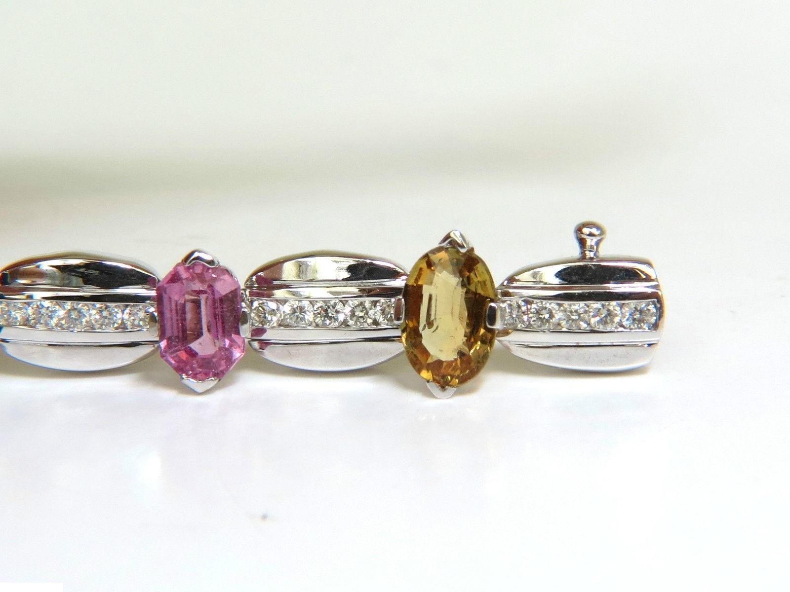 Bracelet en or 14 carats avec diamants et saphir de 8,25 carats, pierre précieuse naturelle de couleur vive en vente 4