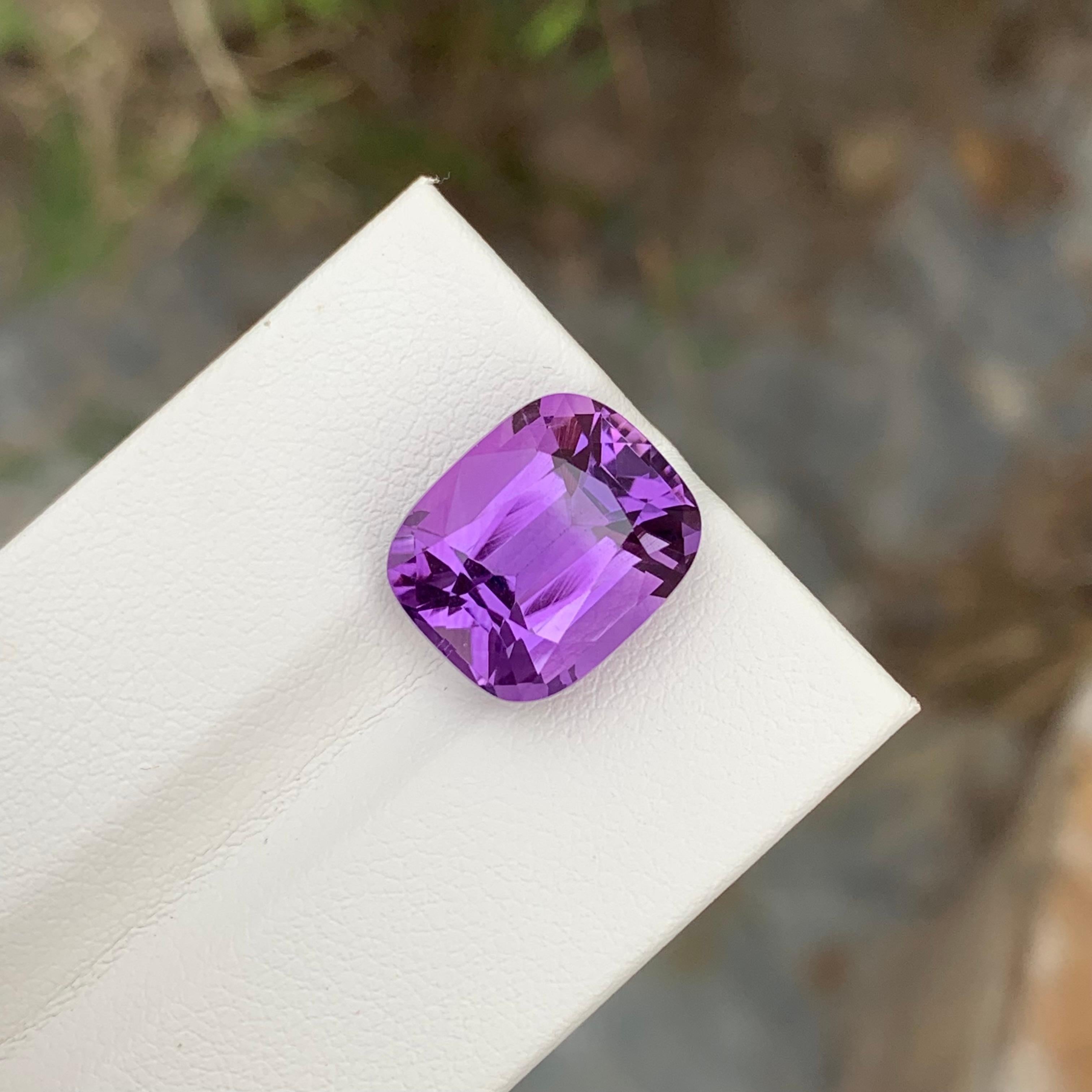 Arts and Crafts 8.25 Carat Natural Loose Amethyst Cushion Shape Gem For Jewellery Making For Sale