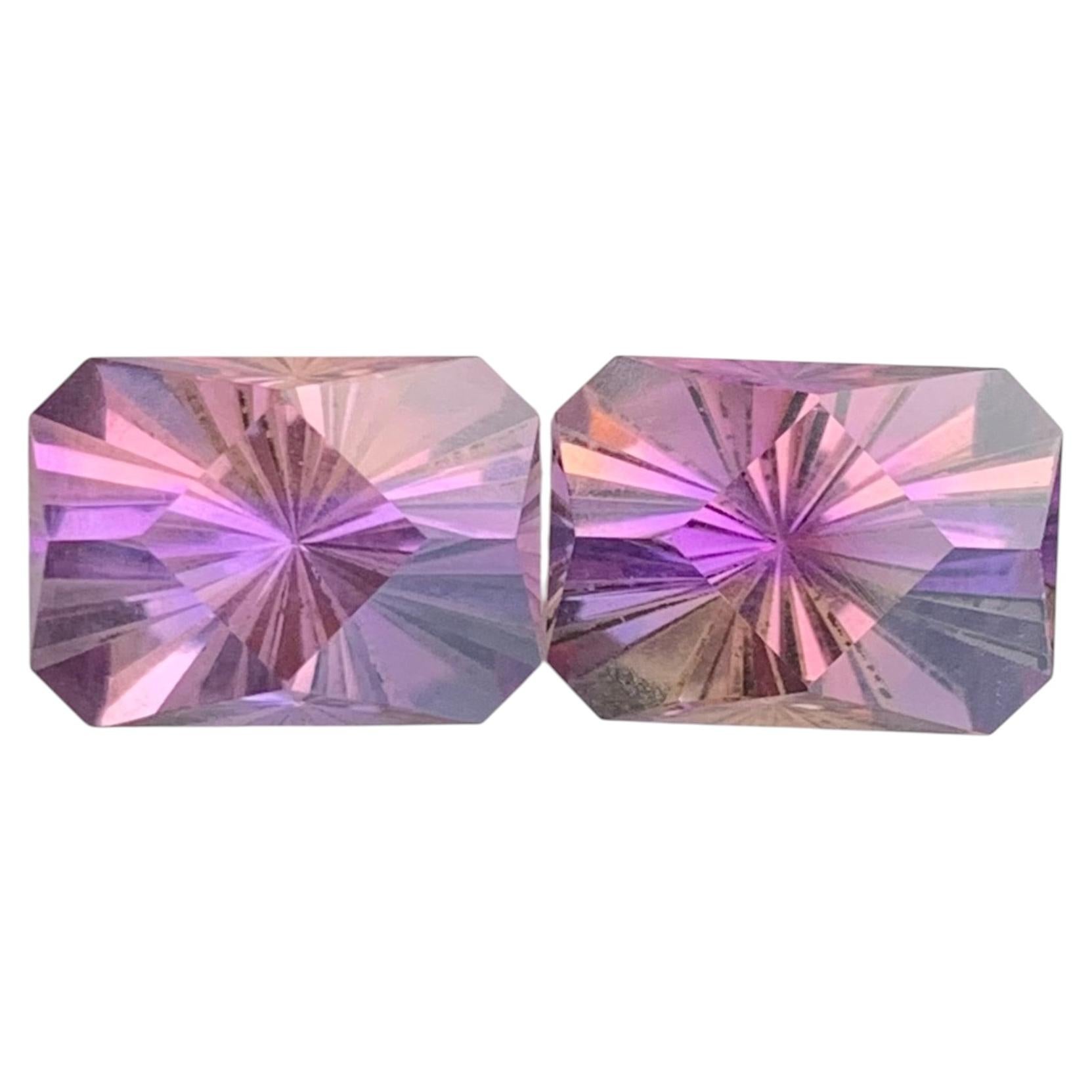 8.25 Carat Natural Loose Ametrine Pair Octagon Cut Gemstone