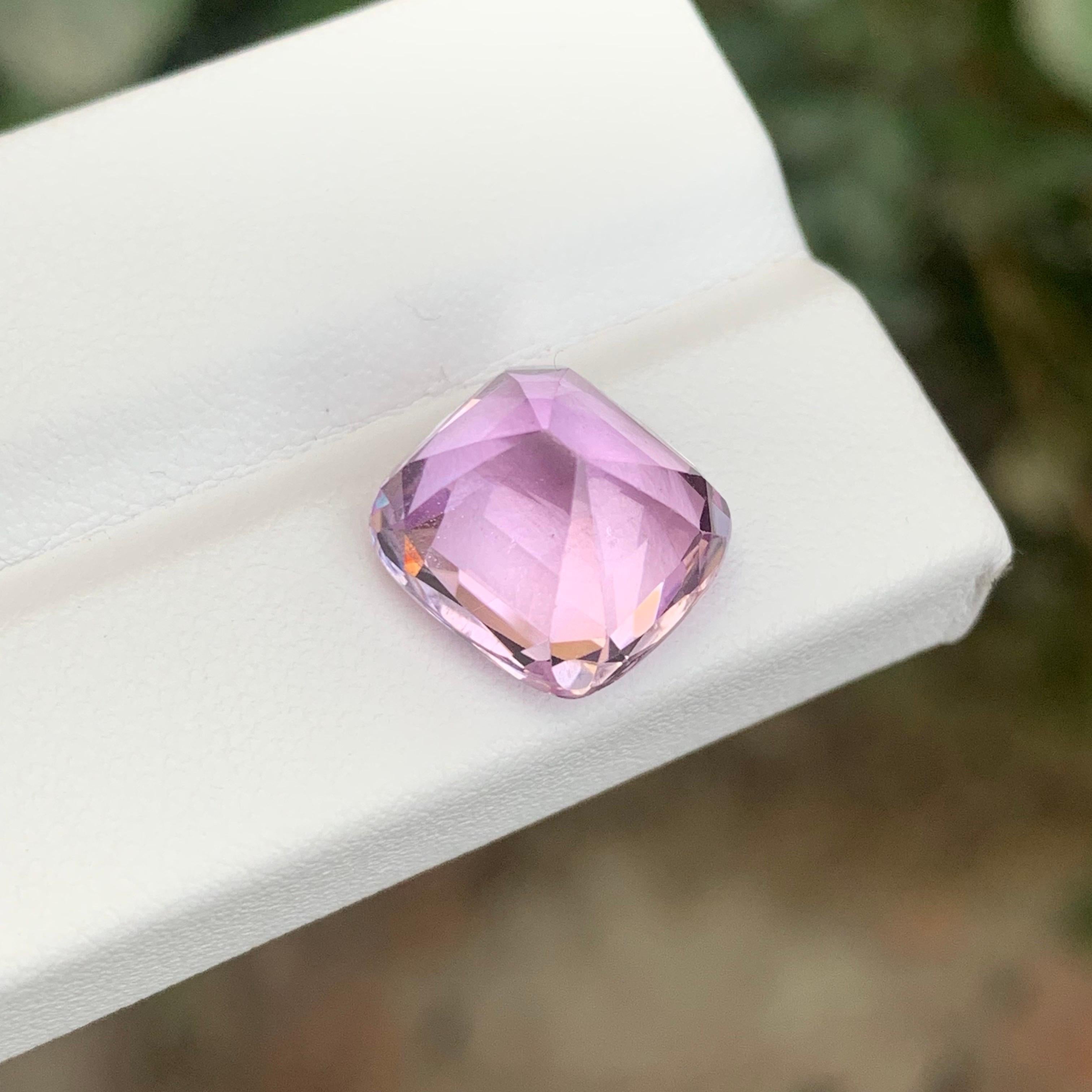 8.25 Carat Natural Loose Kunzite Cushion Shape Gemstone From Afghanistan For Sale 4