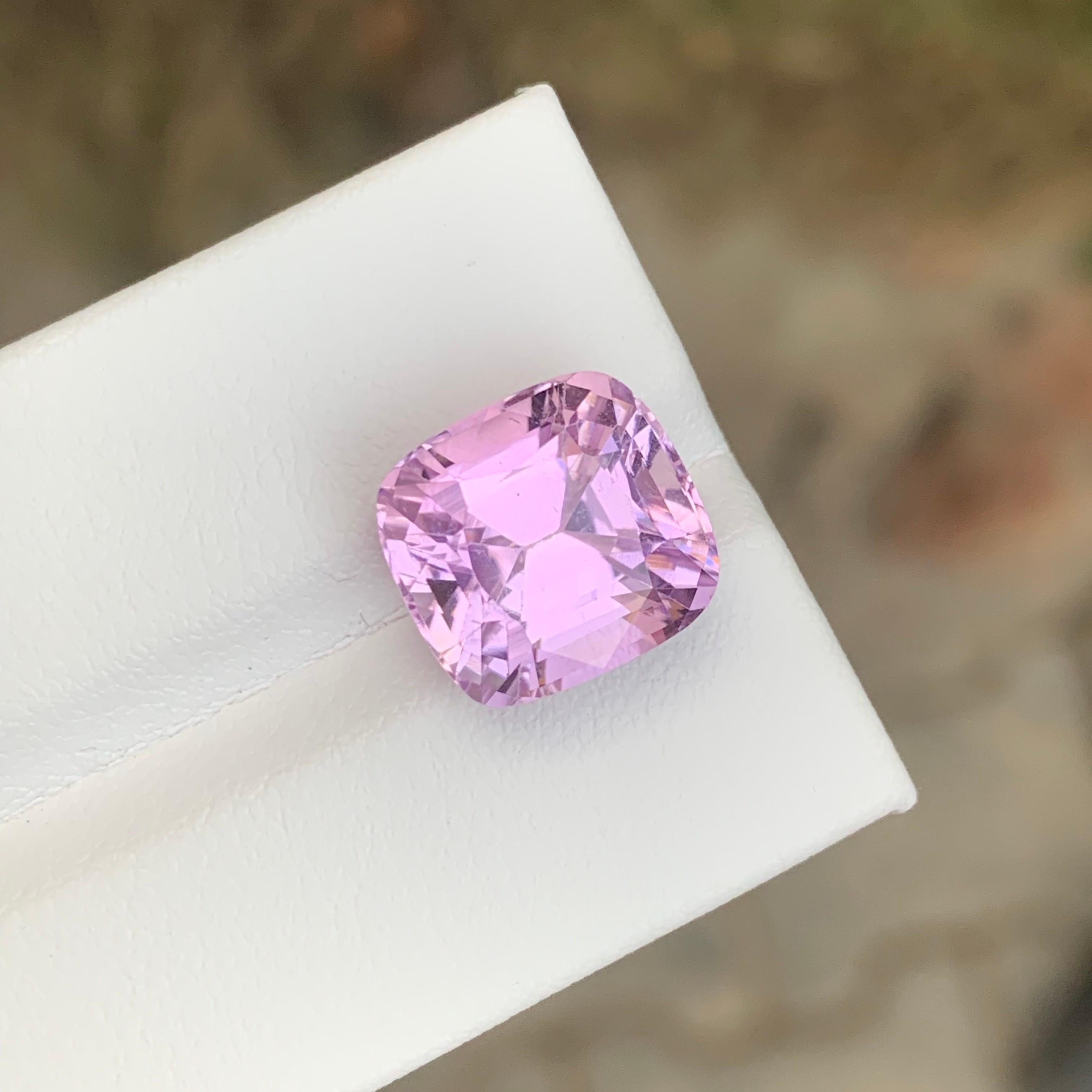 Cushion Cut 8.25 Carat Natural Loose Kunzite Cushion Shape Gemstone From Afghanistan For Sale