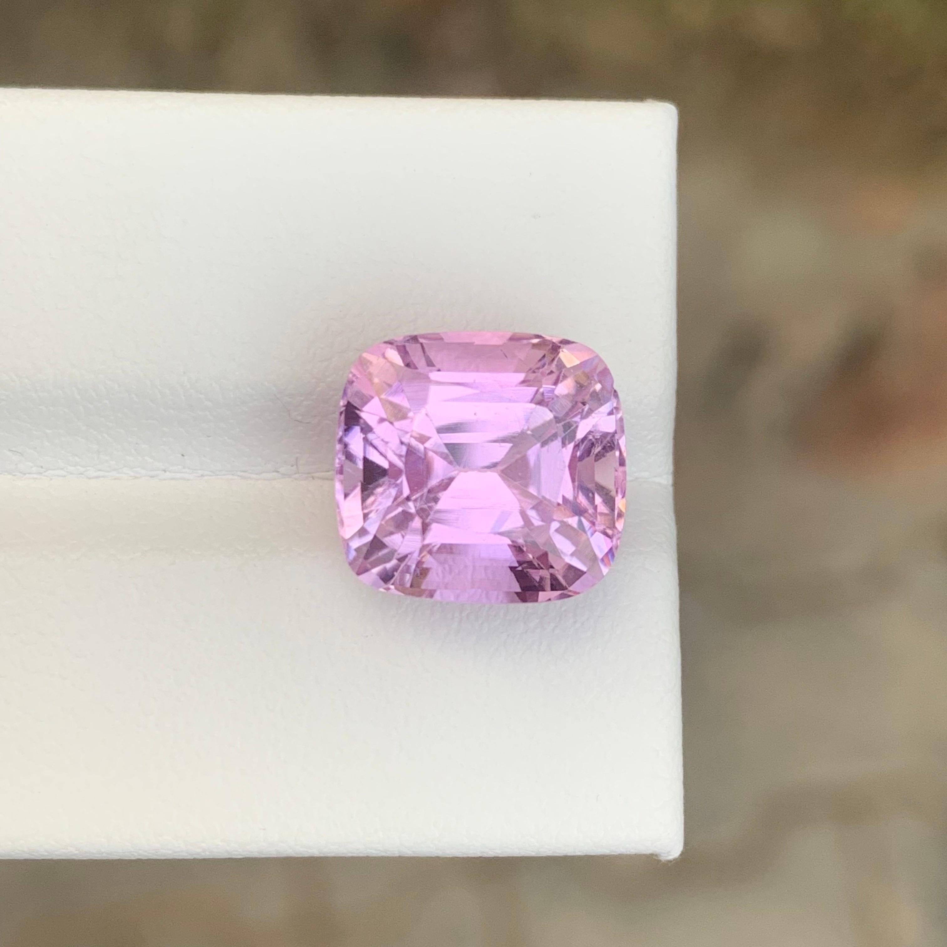 Women's or Men's 8.25 Carat Natural Loose Kunzite Cushion Shape Gemstone From Afghanistan For Sale