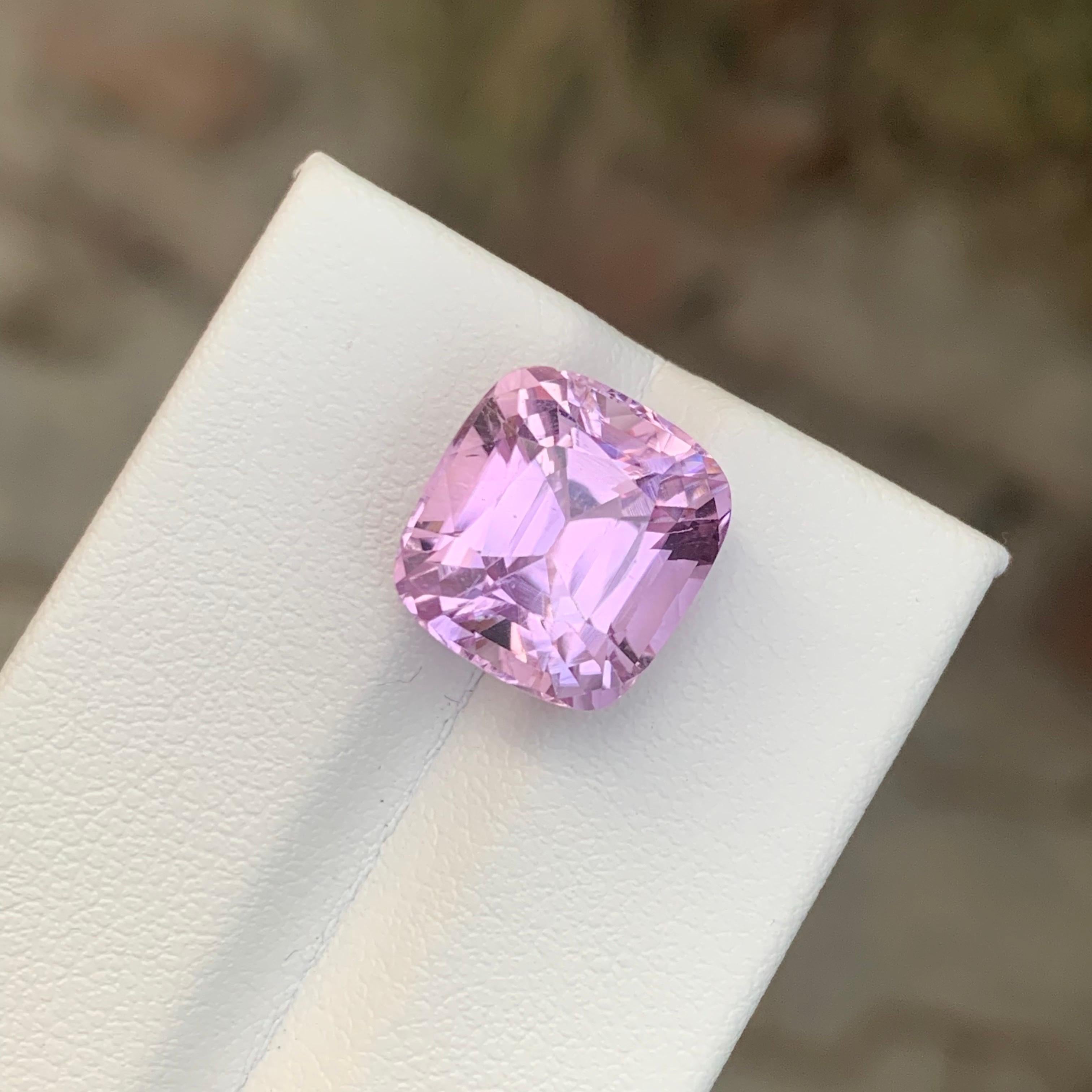8.25 Carat Natural Loose Kunzite Cushion Shape Gemstone From Afghanistan For Sale 3