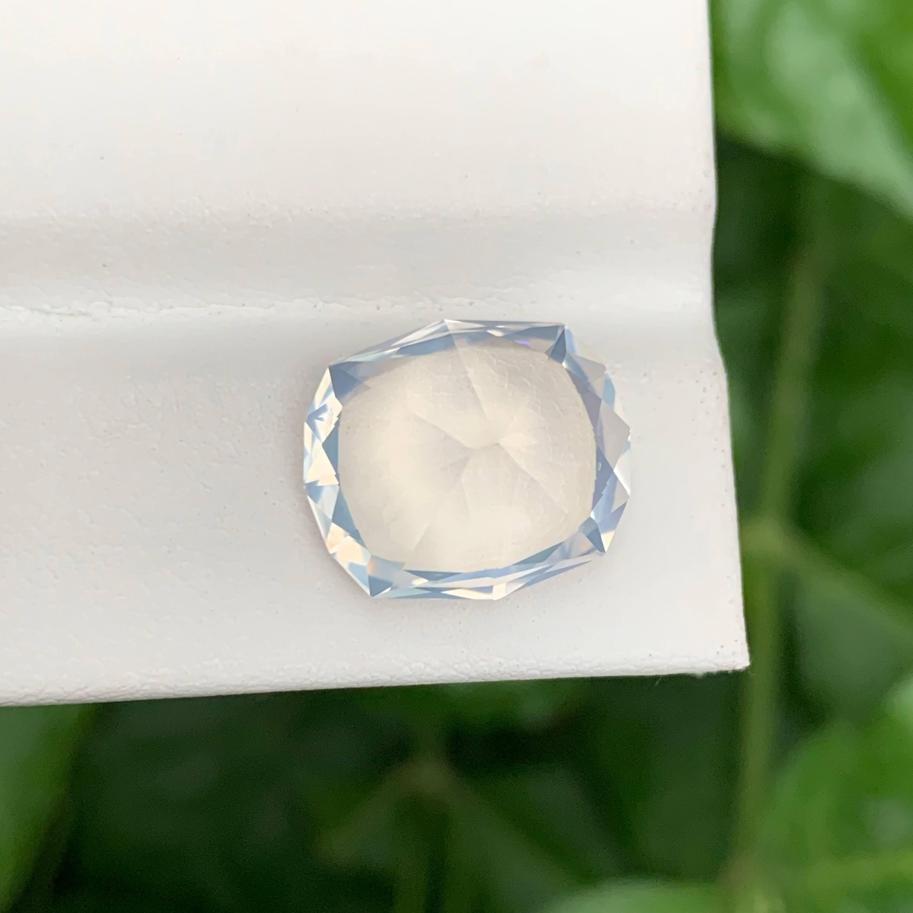 Modern 8.25 Carat Natural Loose Milky Quartz Stone Fancy Faceted African Gemstone For Sale