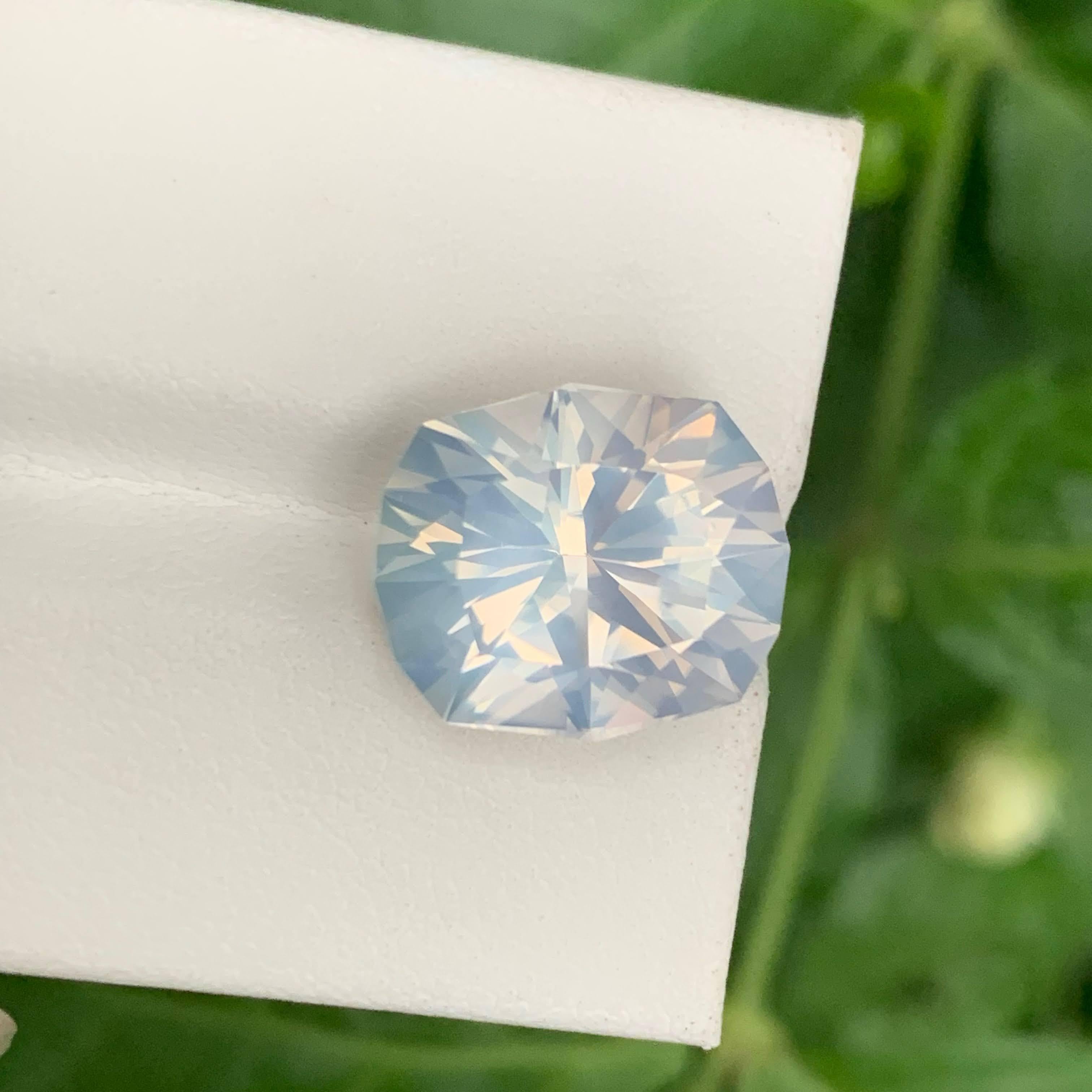 Women's or Men's 8.25 Carat Natural Loose Milky Quartz Stone Fancy Faceted African Gemstone For Sale