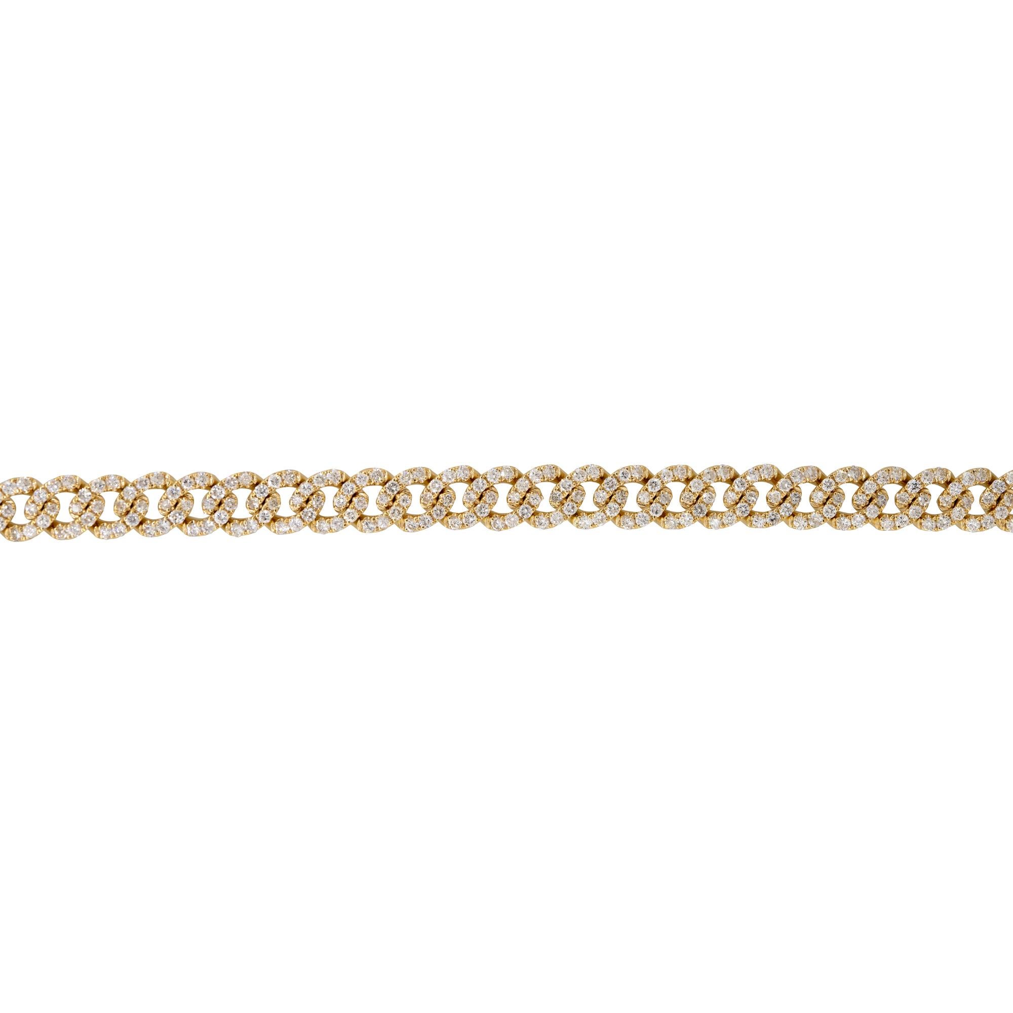 Women's 8.25 Carat Pave Diamond Cuban Link Necklace 18 Karat In Stock For Sale