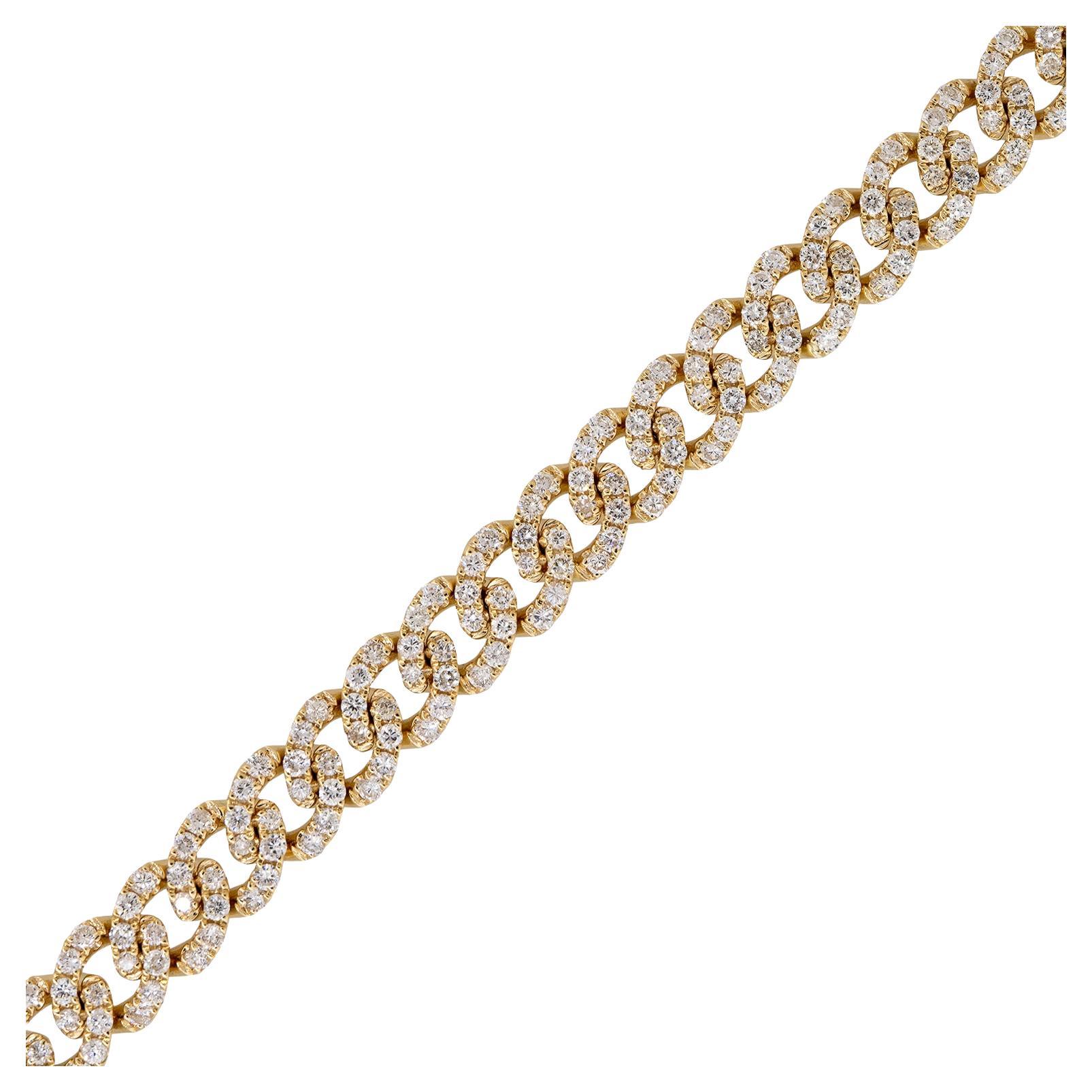 8.25 Carat Pave Diamond Cuban Link Necklace 18 Karat In Stock en vente