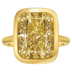 8,25 Karat Cushion Brilliant Statement Fancy Gelb 14K Weißgold Diamantring