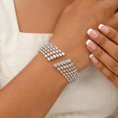 8.25 Carat SI/H Pear Diamond Cuff Wedding Bracelet 14 Karat White Gold Jewelry