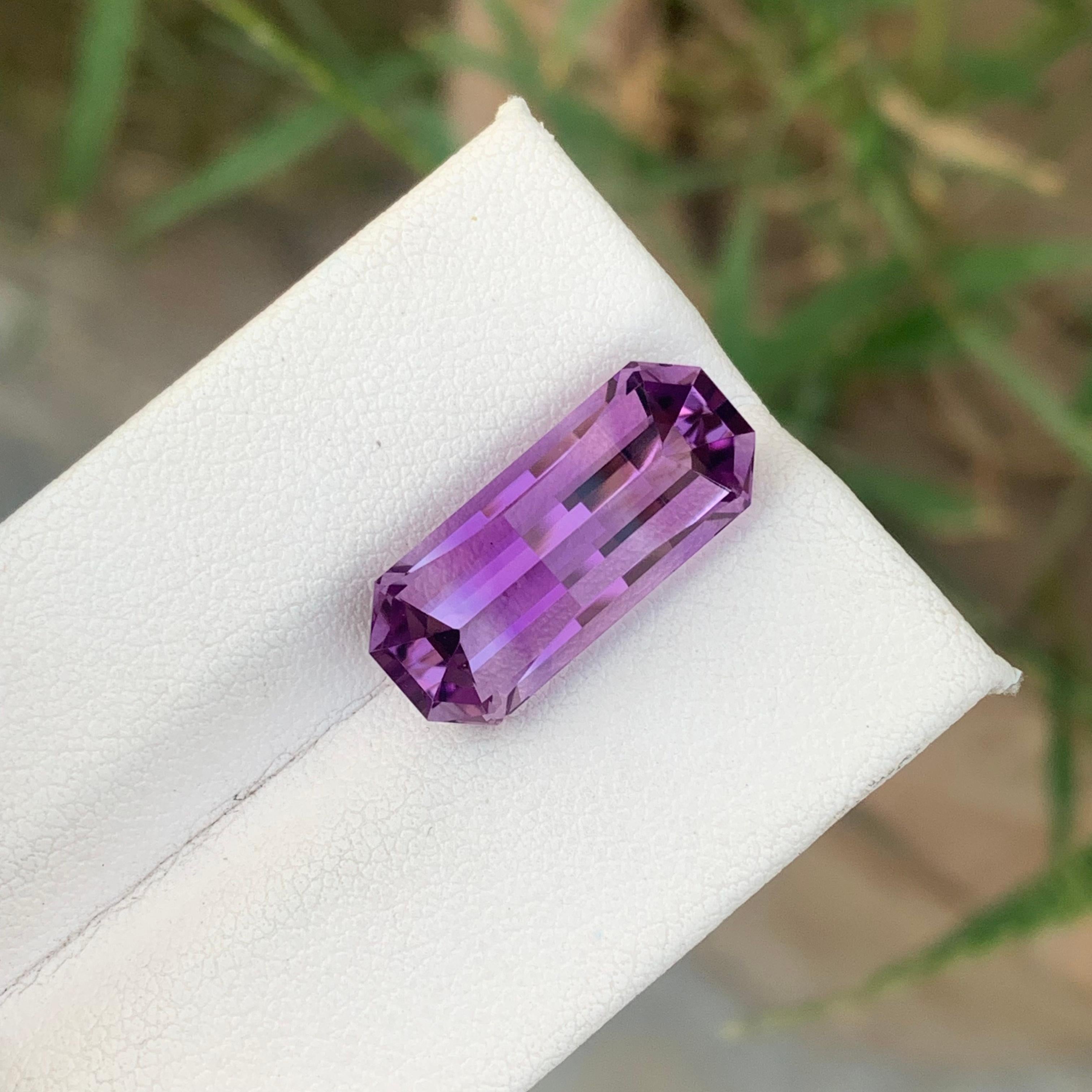 8.25cts Natural Loose Amethyst Gemstone Pixel Pixelated Cut From Brazil Mine For Sale 4