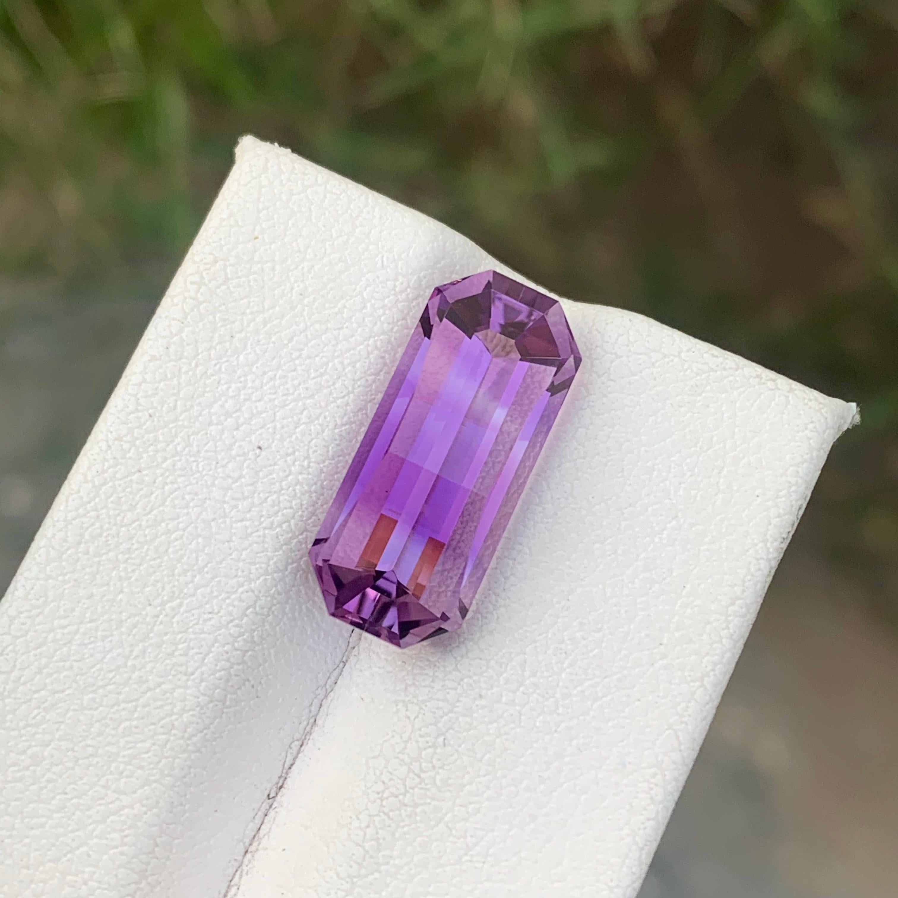 Arts and Crafts 8.25cts Natural Loose Amethyst Gemstone Pixel Pixelated Cut From Brazil Mine For Sale
