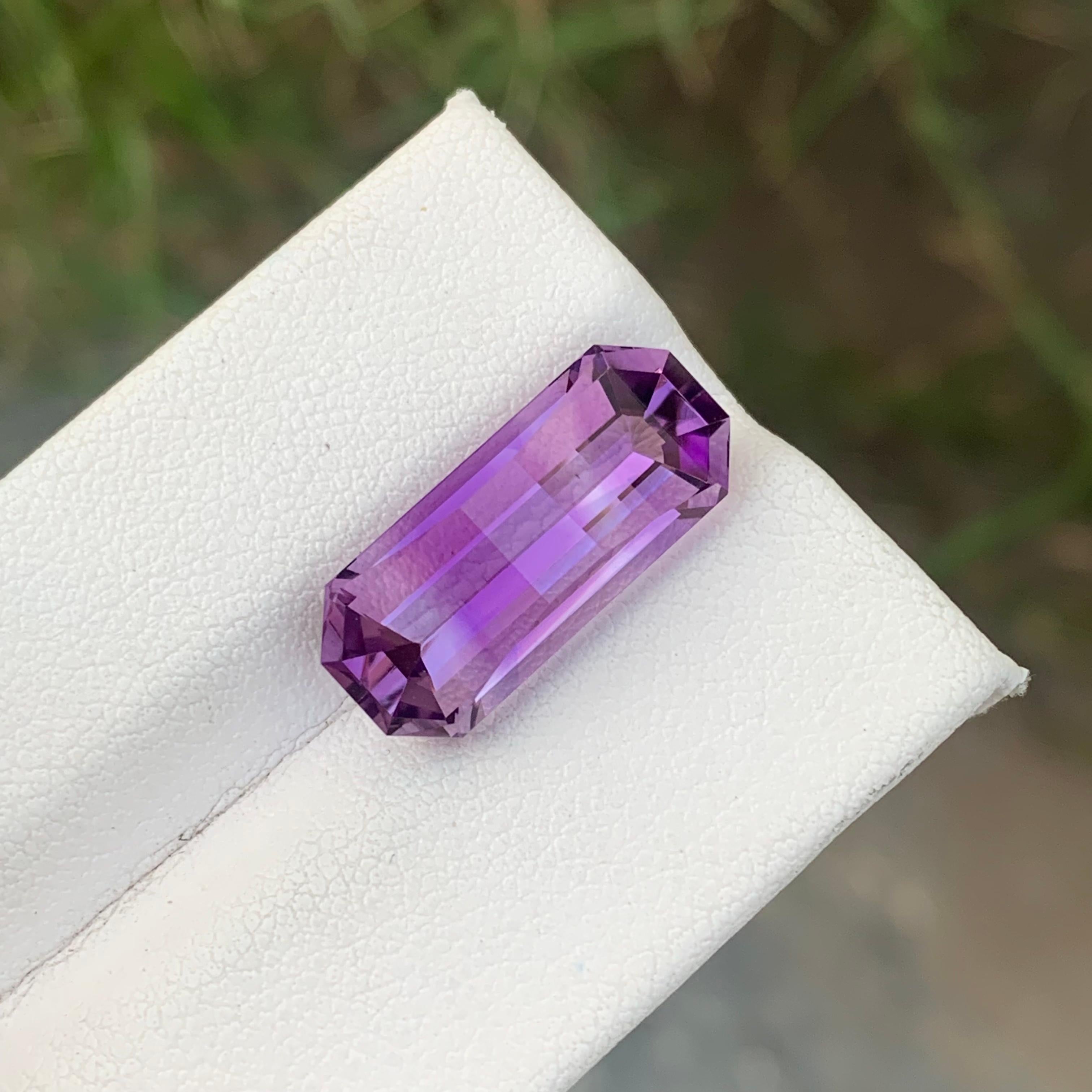 8.25cts Natural Loose Amethyst Gemstone Pixel Pixelated Cut From Brazil Mine For Sale 2