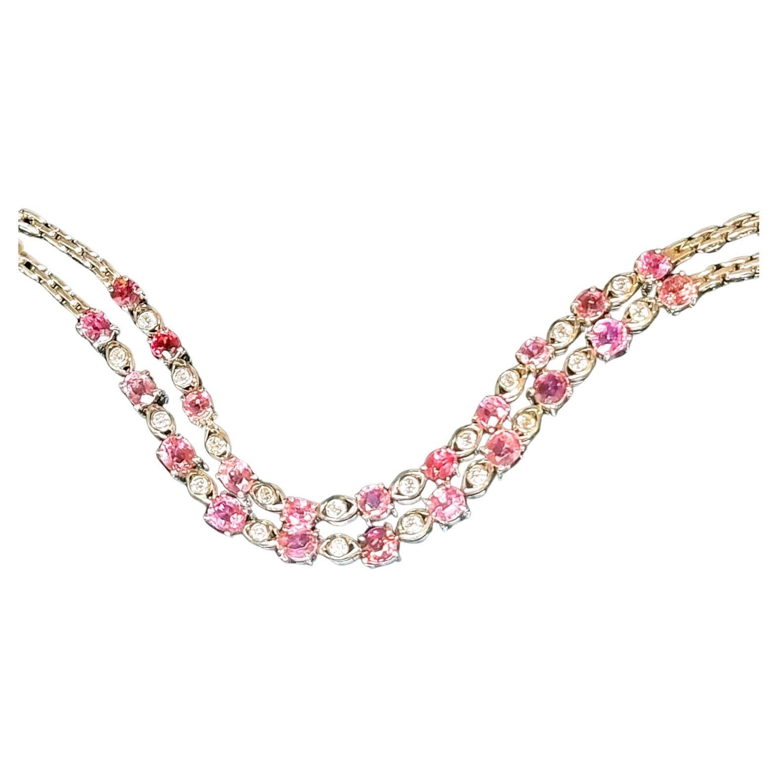 8.25ctw Round Cut Pink Tourmaline Tennis Bracelet  For Sale