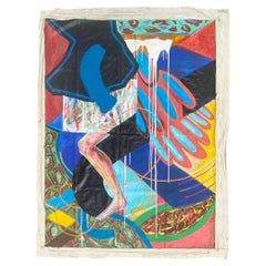 Quadro espressionista luminoso da 82,5" H. con "piede" dell'artista texano Ron Moody