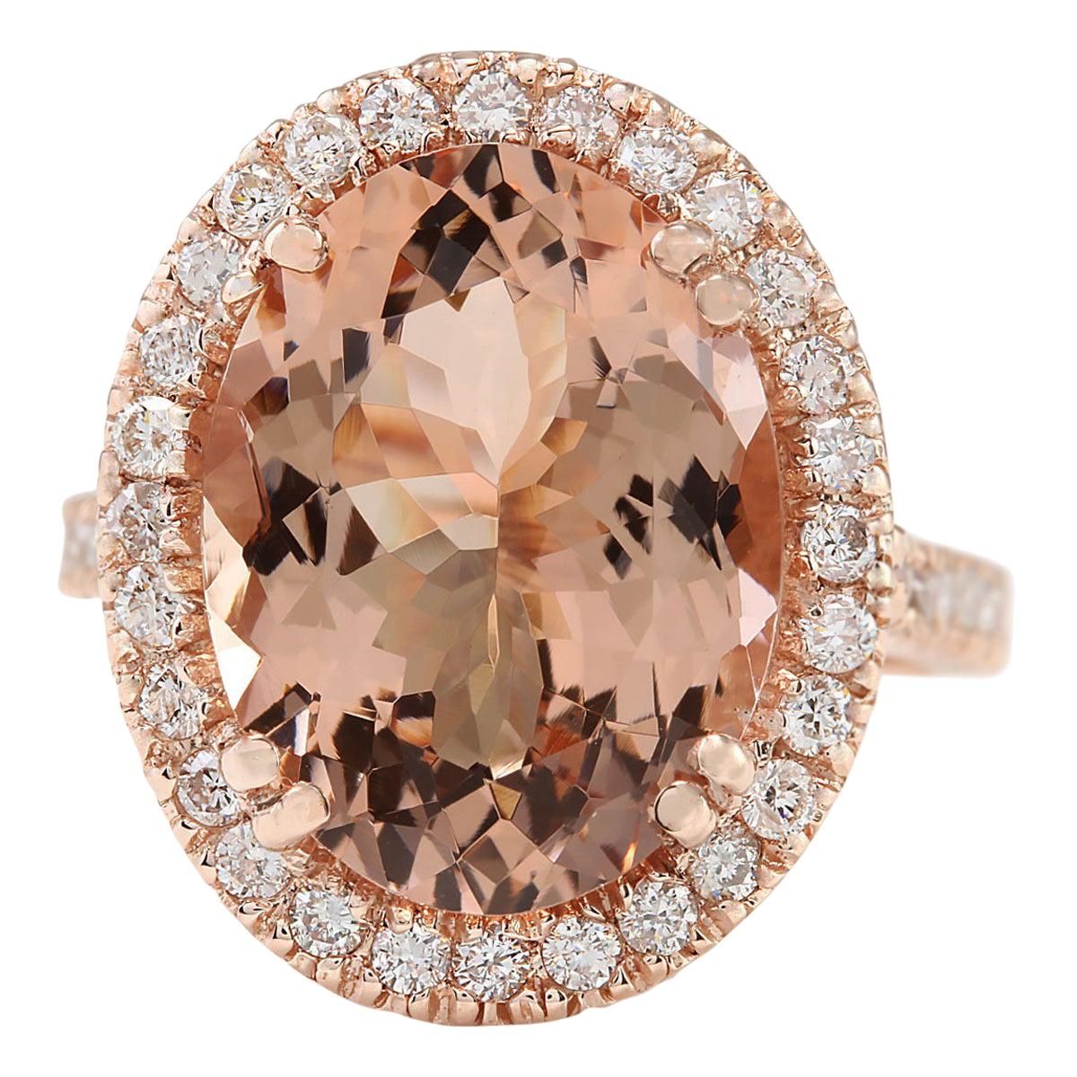 Morganite Diamond Ring In 14 Karat Rose Gold  For Sale