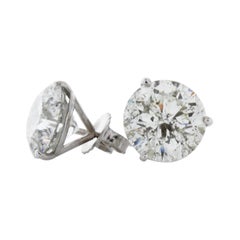 8.26 Carat Total Diamond Stud Earrings in 14 Karat White Gold in Martini Setting