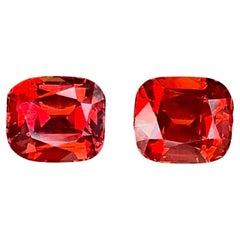 8.26 carats Spessartite Garnet Pair Cushion Cut Natural Tanzanian Gemstone