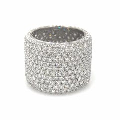8.26 Carats Twelve Row Wide Diamond Eternity Cigar Band Ring 18k White Gold