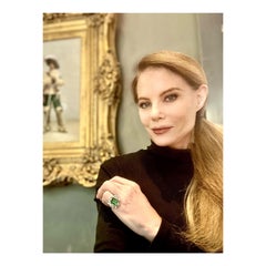 Tormalina naturale da 8,26 carati con certificato GIA, anello vintage con diamanti e platino